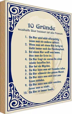 Produktbild von vianmo Holzschild 30x20 cm Alkohol Bier besser als Frauen