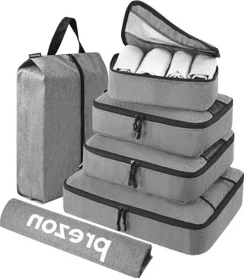 Produktbild von Famanu Packwürfel Set 6-teilig - Reiseorganizer mit Wäschesack und Schuhbeutel in Grau