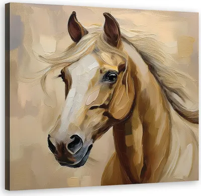 Produktbild von Leinwandbild Gemaltes Pferd Tiere 40x40 Feeby Braun bild für die wand bereit zum aufhängen