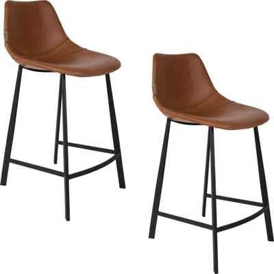 Produktbild von Dutchbone Franky Barhocker mit Rückenlehne 65 cm Braun - 2 er Set