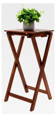 Produktbild von Klapphocker aus Eukalyptus 62 cm - Blumenhocker Holz Beistelltisch Gartenhocker