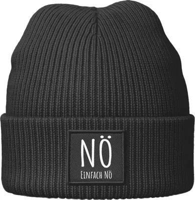Produktbild von Kinder Beanie Mädchen Patch Spruch Lustig Nö Nein Aufdruck Print Strickmütze Moonworks®