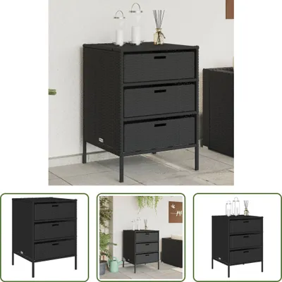 Zdjęcie produktu dla Szafka ogrodowa The Living Store czarna 55x59x80 cm z polirattanu