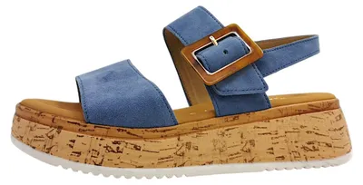 Image de Gabor : Sandales compensées, modèle "Sandalette", couleur bleu, pour un usage décontracté