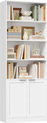 Imagen del producto de Estantería con puertas, mueble para libros, 6 estantes, 67x24x186,4 cm