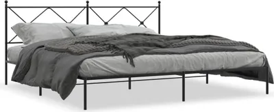 Productafbeelding van Maison Exclusive - Bedframe met hoofdeinde, metaal, zwart, 193x203 cm