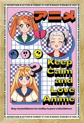 Produktbild von Anime - Poster - Keep Calm + Wechselrahmen, Shinsuke® Maxi MDF Buche, Acryl-Scheibe