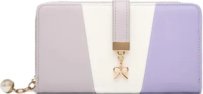 Produktbild von Damen-Geldbörse aus Kunstleder mit RFID-Schutz 12 Kartenfächern großem Design Reißverschluss, stilvoll und ideal als Geschenk.