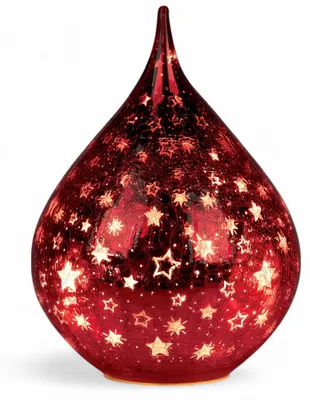 Zdjęcie produktu dla formano LED dekoracyjna szklana kropla gwiazdy czerwone 21 cm szklana lampa o wyglądzie crackle