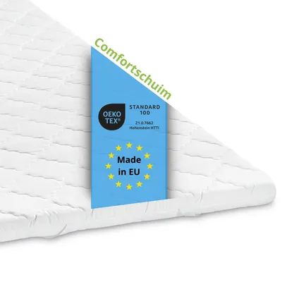 Productafbeelding van ergonomische topper van comfortschuim, 80 x 200 cm, geschikt voor alle matrassen, Bodyprotect