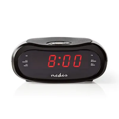Obrázek produktu pro Nedis CLAR001BK, Digitální budík, Oválný, Černá, AM, FM, 87,5 - 108 MHz, Rádio/bzučák