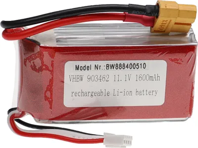Produktbild von vhbw Akku kompatibel mit XT60 Stecker für Modellbau z.B. Racing Car, Helikopter, Flugzeug (1600mAh, 11,1V, Li-Polymer, 73 x 35 x 21 mm)