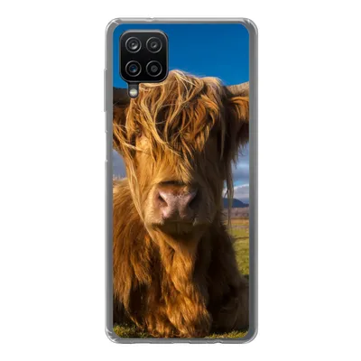 Produktbild von MuchoWow® Handyhülle Schutzhülle Hülle für Samsung Galaxy A12 Schottische Highlander - Tiere - Gras Silikon Softcase Handy Hülle - Bild