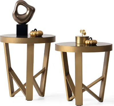 Produktbild von Stilvoller Runder Beistelltisch Designer Marmorplatte Kaffeetisch