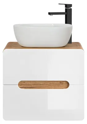 Produktbild von Waschtisch Badezimmer Waschbecken mit Aufsatz Becken 60cm Unterschrank Hochglanz