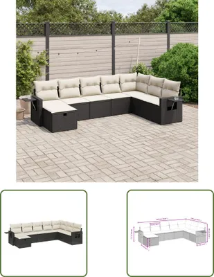 Produktbild von The Living Store 8-tlg. Garten-Sofagarnitur mit Kissen Schwarz Poly Rattan