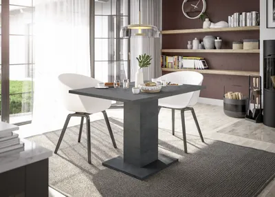 Obrázek produktu pro Säulen-Esstisch >Tap< (ausziehbar bis 160cm) in graphit - 120/160x76x80cm (BxHxT)