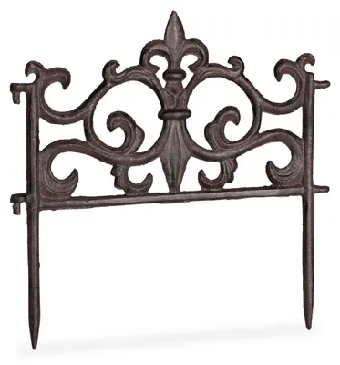 Immagine prodotto di 3 elementi per recinzione da giardino, ghisa, design vintage, espandibile, picchetto, recinzione decorativa a innesto, A x L 27x27 cm, marrone