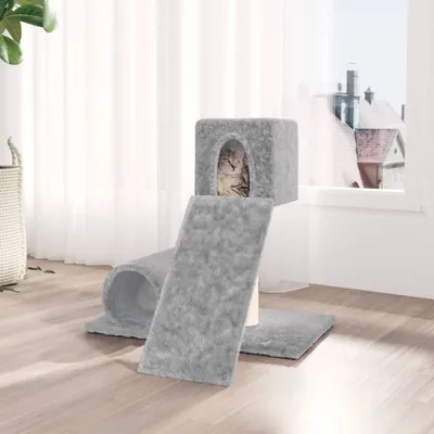 Image de The Living Store Arbre à chat avec colonne à griffer en sisal gris clair 59 cm