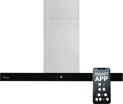 Produktbild von KKT KOLBE Dunstabzugshaube 90cm | Inselhaube | Edelstahl | schwarzes Glas | Smart WiFi App | WLAN | Nachlaufautomatik | SensorTouch Bedienung | DELTA-INSEL-HC