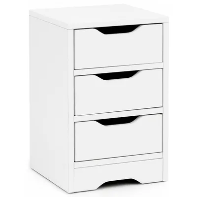 Image de Chevet WL5.704 31x49x31 cm Blanc Mat avec 3 tiroirs