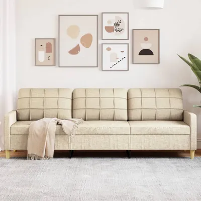 Zdjęcie produktu dla Maison Exclusive - Sofa 3-osobowe, kolor kremowy, szerokość 210 cm, obita tkaniną
