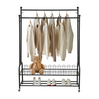 Image de Portemanteau avec roulettes Noir max 45,4 kg Vêtements, cravates, chapeaux, écharpes, sous-vêtements, pantalons