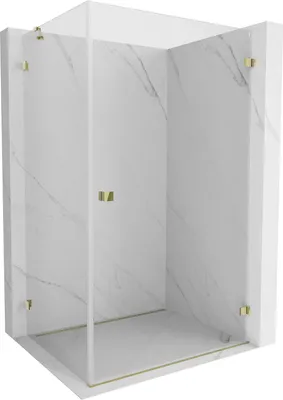 Produktbild von Mexen Lunar-B Duschkabine schwenkbar rechts 100 x 90 cm, transparent, gold - 832-100-090-50-00-P