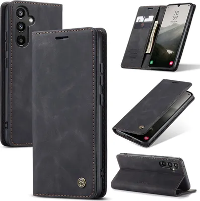 Obrázek produktu pro Galaxy A34 5G Pouzdro, RetroPolyuretanKožené Pouzdro s Funkcí Stojánku pro Samsung Galaxy A34 5G černé