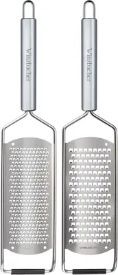 Obrázok produktu pre Nerezové strúhadlo 2 ks, zester, s ochranou a čistiacou kefkou, do kuchyne