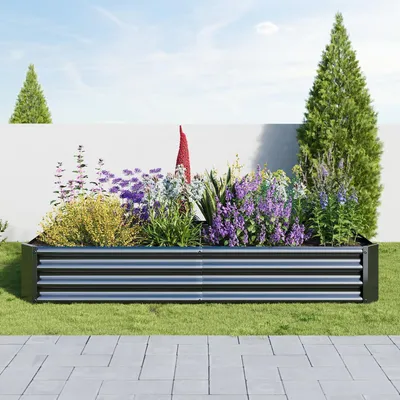Produktbild von Verzinktes Metall Hochbeet 180x90x30 cm für Garten, Gemüse, Blumen, Kräuter, Schwarz