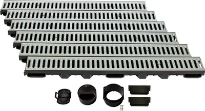 Immagine prodotto di Canale di drenaggio altezza 60 mm plastica 6 m, griglia a barre, acciaio zincato