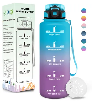 Produktbild von Trinkflasche 1500ML BPA-frei, Auslaufsicher mit Zeitmarkierung, Sport