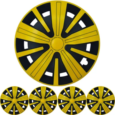 Radzierblenden "Spinel BIS" 15 ZOLL in Gelb Schwarz 4x PREMIUM DESIGN Radkappen in der Farbe Schwarz von F.H.U.P. OLSZEWSKI