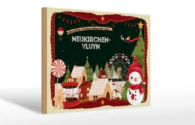 Produktbild von Holzschild Weihnachten Grüße NEUNKIRCHEN-VLUYN 30x20cm