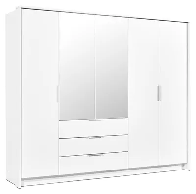 Produktbild von Masseno Drehtürenschrank RAMMUS 255/217/65 cm 5-türig mit Spiegel Weiß