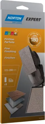 Produktbild von Norton Expert Schleifpapier 115x280mm K180 8er VE Ungelocht / zum Einspannen
