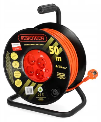 Obrázok produktu pre Elgotech Bubnový navíjací záhradný predlžovací kábel 50m 4 zásuvky