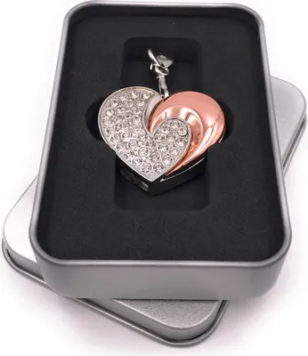 Produktbild von Onwomania Herzblatt Herz Bronze aus Metall Edel Liebe USB Stick in Alu Geschenkbox 32 GB USB 2.0