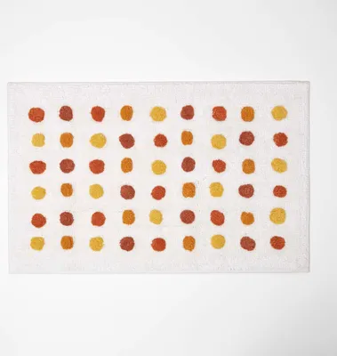 Produktbild von HOMESCAPES Badematte gepunktet, 50 x 80 cm - Badvorleger Polka Dots senfgelb-weiß
