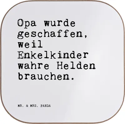 Produktbild von Mr. & Mrs. Panda Untersetzer für Gläser Opa wurde geschaffen, weil... - Weiß - Geschenk, Spruch Sprüche Weisheiten Zitate Lustig Weisheit Worte, gläseruntersetzer, Bester