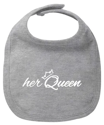 Produktbild von Huuraa Baby Lätzchen her Queen Krone Heather Grey Klettverschluss  Baumwolle Latz Geschenkidee
