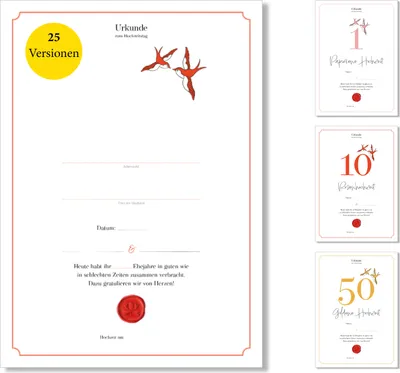 Produktbild von Frank Paperman | Urkunde Hochzeitstag | Ehejubiläum | klassisch | blanko