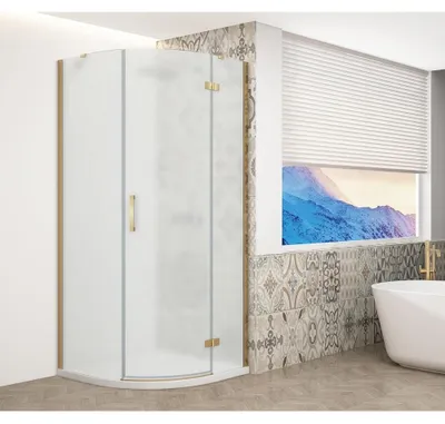 Produktbild von TRINITY GOLD MATT Duschabtrennung Viertelkreis 900x900mm, Mattglas, rechts