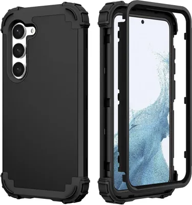 Produktbild von Galaxy S23 Hülle, 3 in 1 Hybrid PC TPU Stossfest Robust Schutzhülle für Samsung Galaxy S23 Schwarz