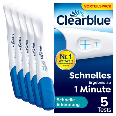 Produktbild von Clearblue Schwangerschaftstest Vorteilspack 5 Tests Ergebnis in 1 Minute