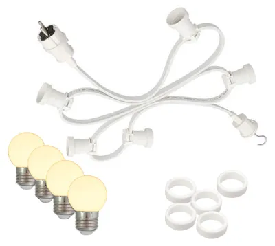 Illu-/Partylichterkette 40m - Außenlichterkette weiß -Made in Germany - 60 warmweiße LED Kugellampen