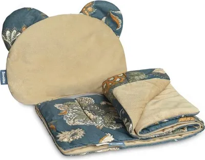 Sensillo Kinderwagen-Set Velvet Marokko, Beige, Decke und Kissen, 2-teilig