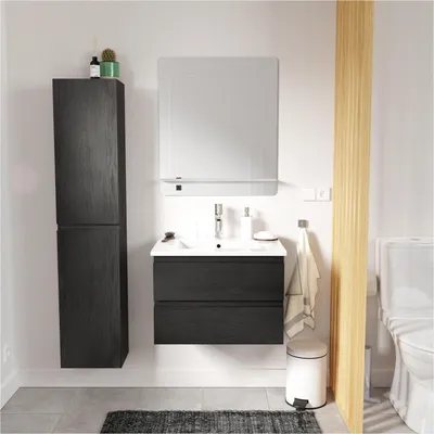 Produktbild von Einzelwaschtisch-Set 60 cm + Wasserhahn + Spiegel + SORRENTO-Säule