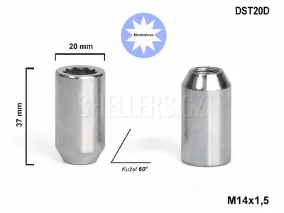 Obrázok produktu pre Kuželová matica M14x1,5 s vnútorným polygónom, DST20D, výška 37, Ø 20 mm